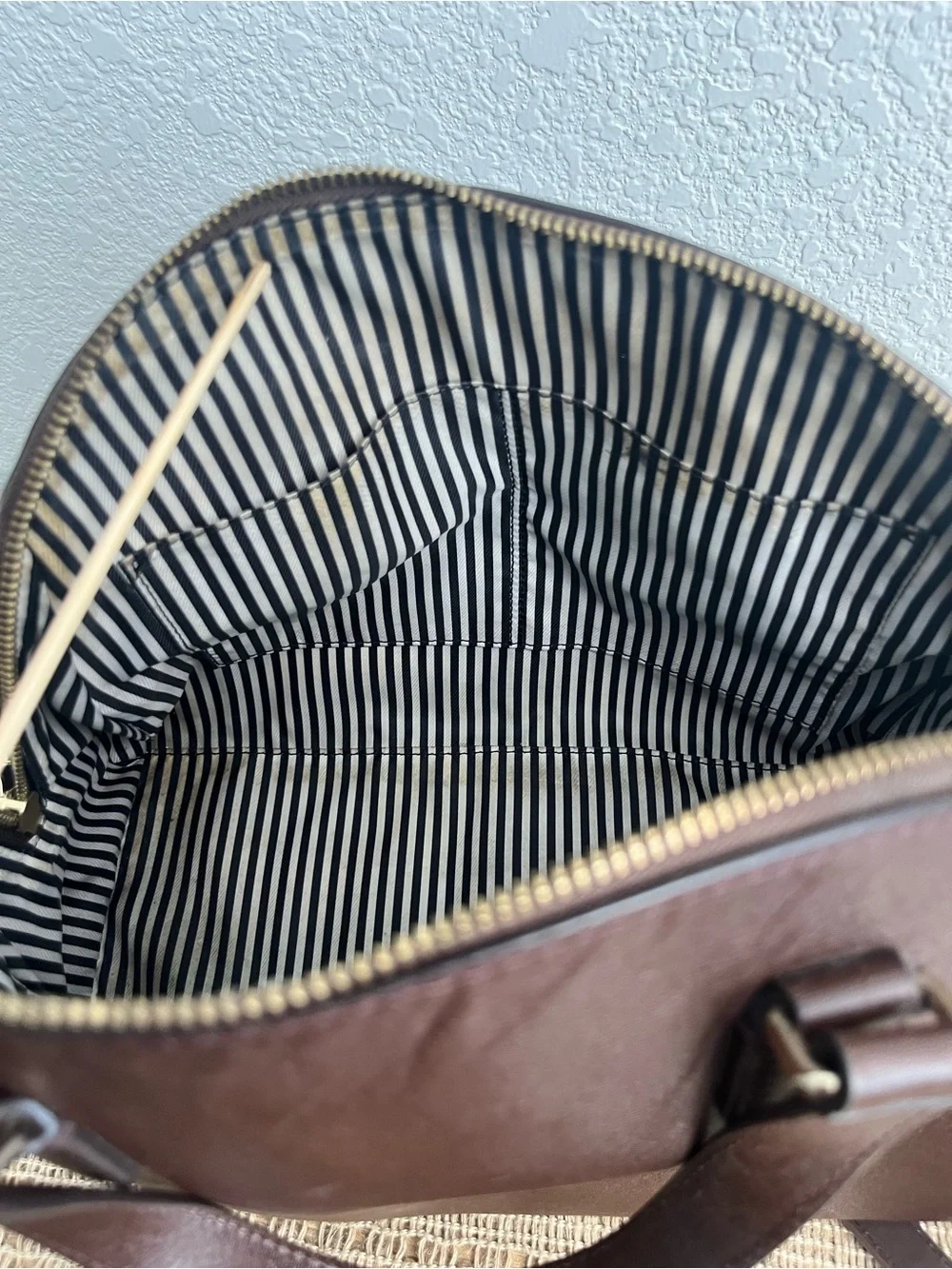 Kate Spade Reiley Mahogany Brown Leather Dome Satchel w/crossbody strap